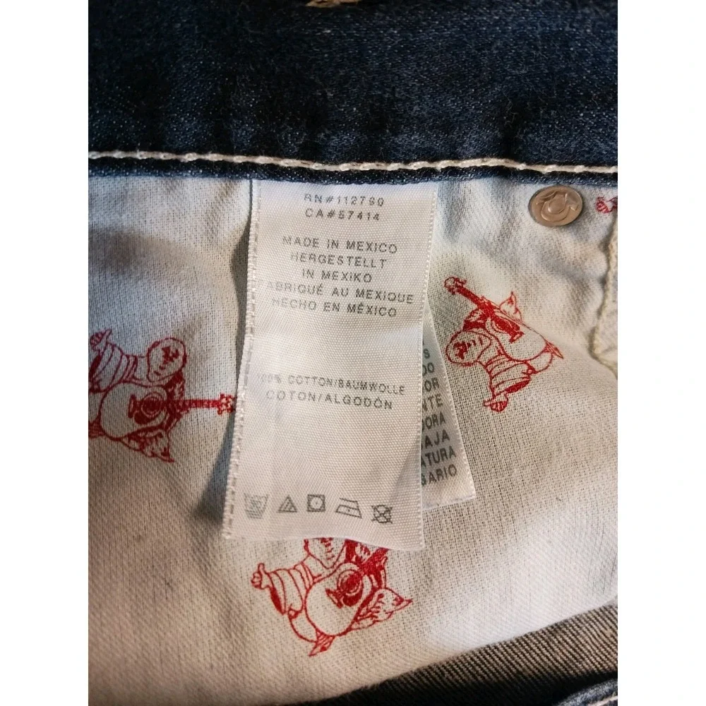 True Religion Skinny w/Flap Jeans Men's Size 38x32 Blue Dark Wash Denim